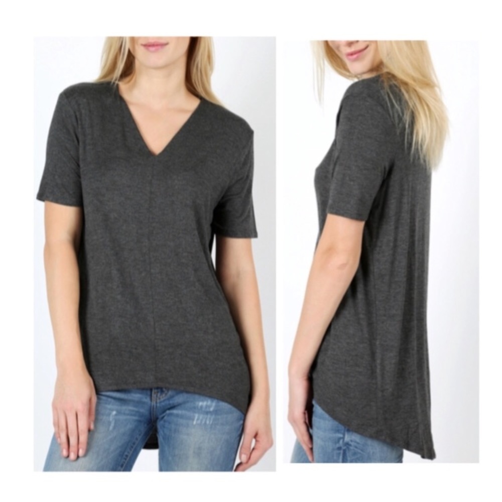 Hi-Lo Top in Charcoal size Large